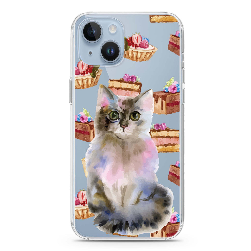 Watercolour Cat iPhone 14 Plus Ultra Clear Case