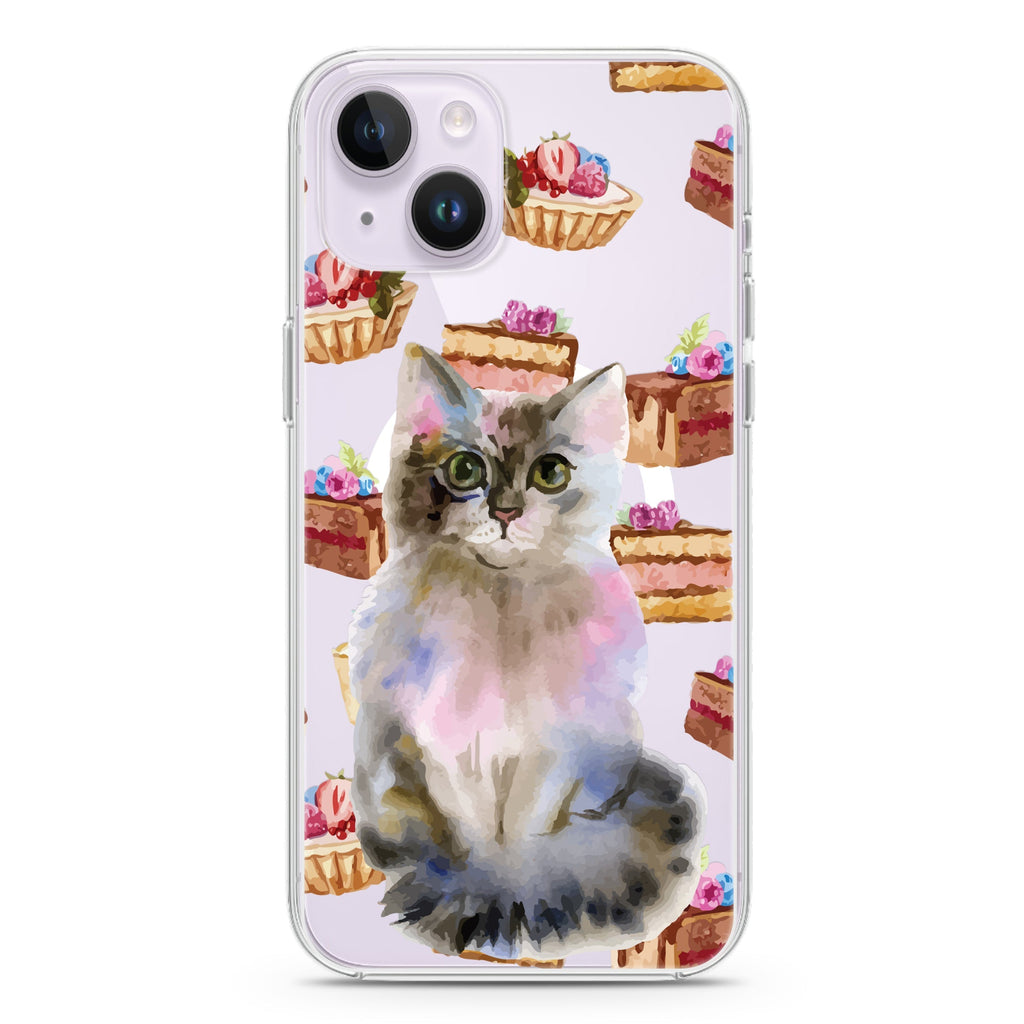 Watercolour Cat iPhone 13 MagSafe Compatible Ultra Clear Case