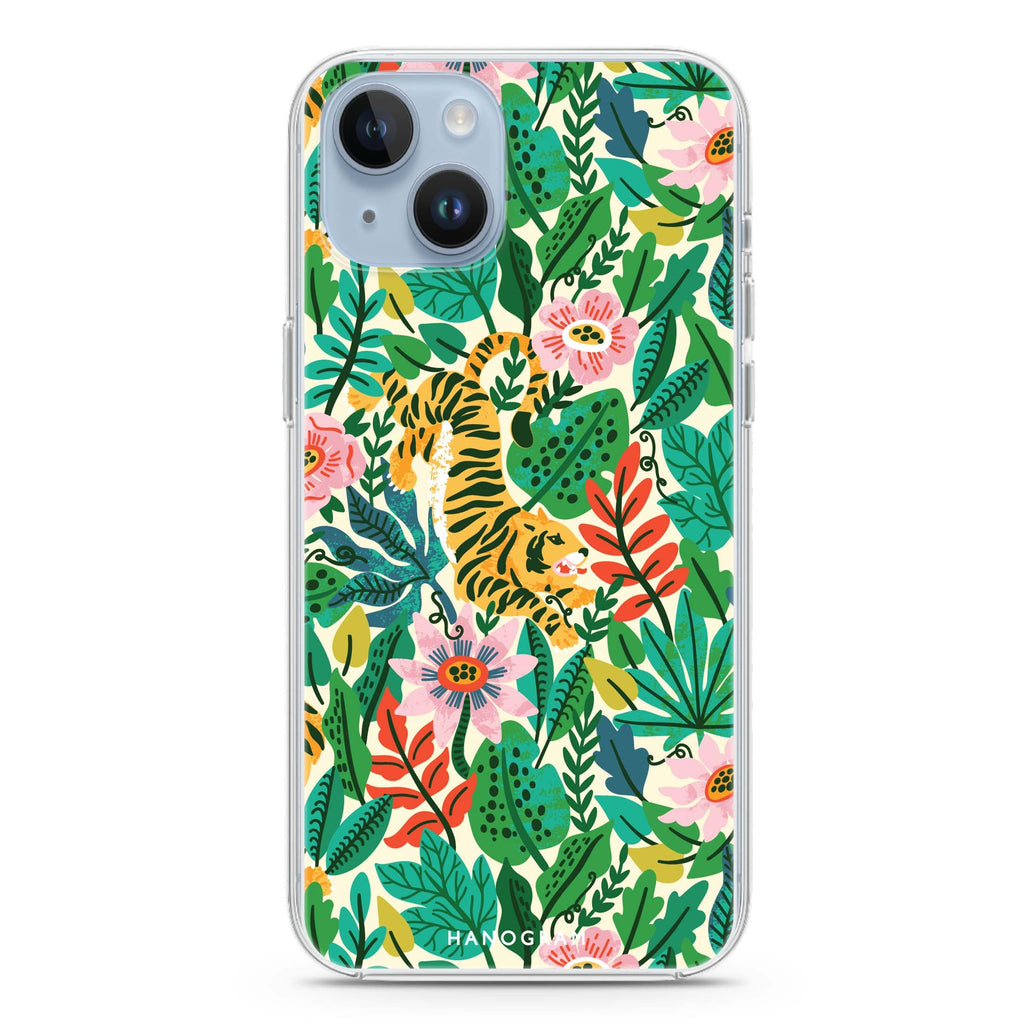 Tiger & Floral iPhone 14 Plus Ultra Clear Case