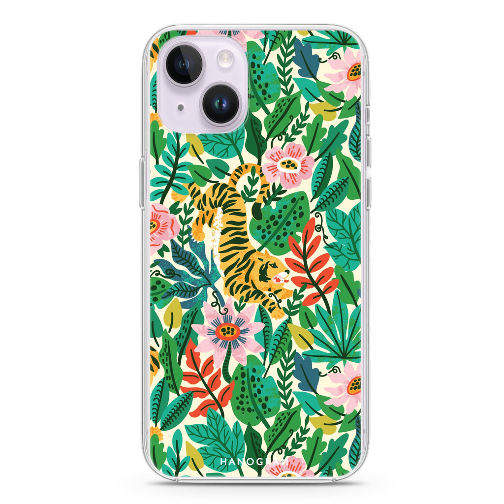 Tiger & Floral iPhone 13 MagSafe Compatible Ultra Clear Case