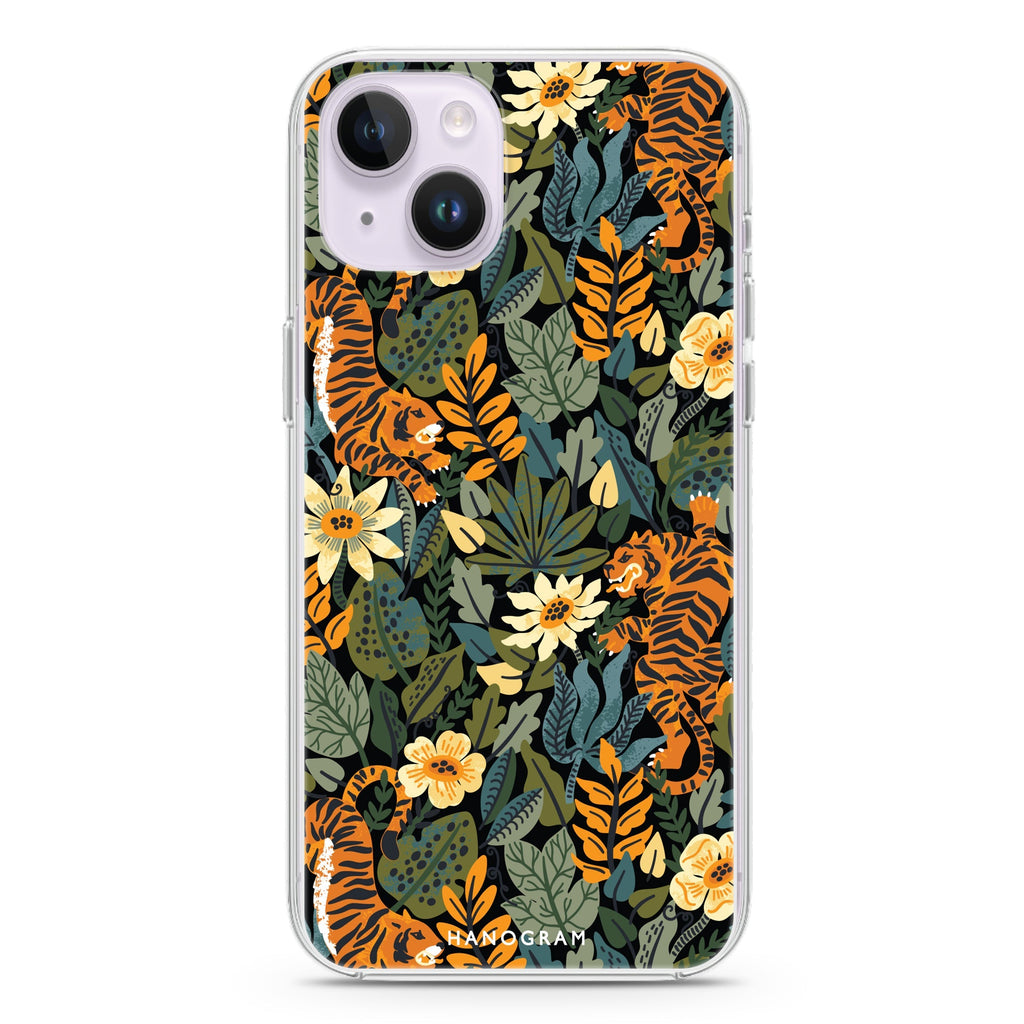 Tiger & Floral iPhone 13 MagSafe Compatible Ultra Clear Case