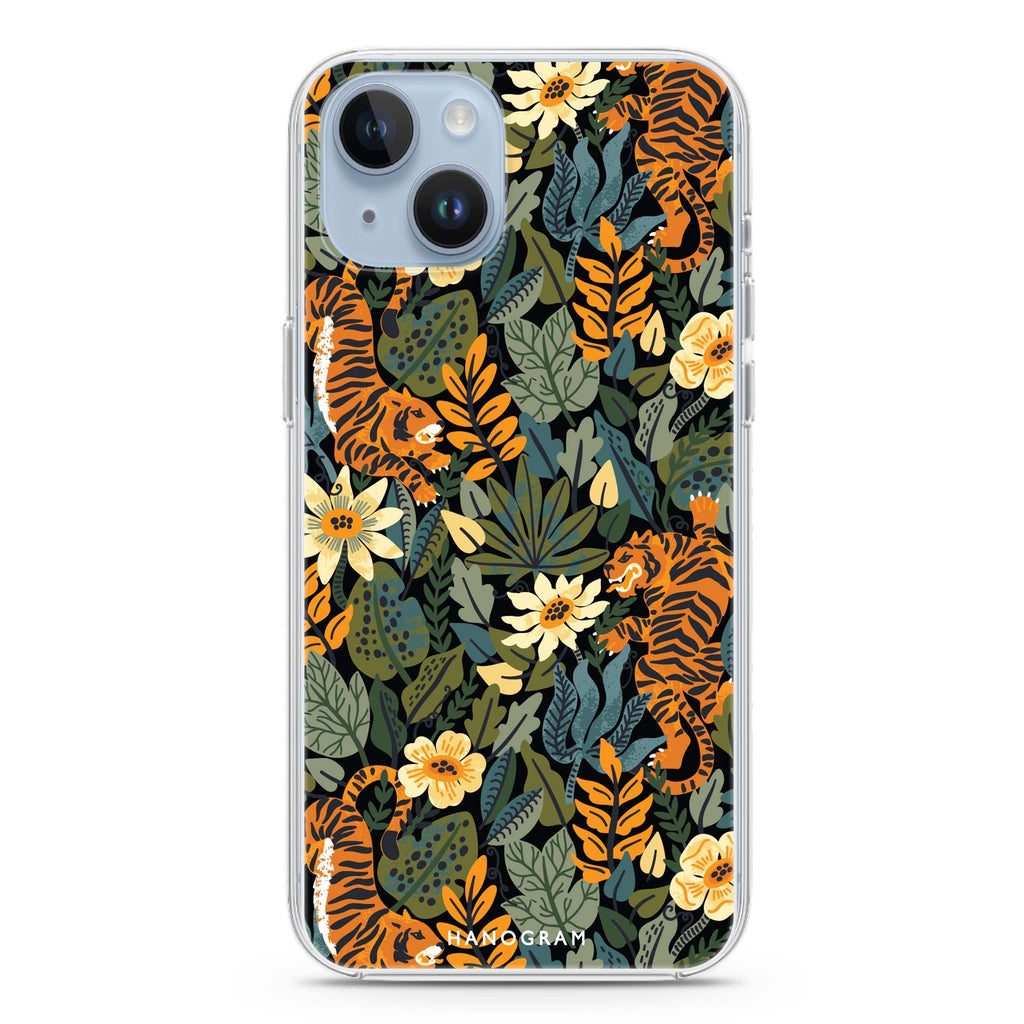 Tiger & Floral iPhone 14 Plus Ultra Clear Case