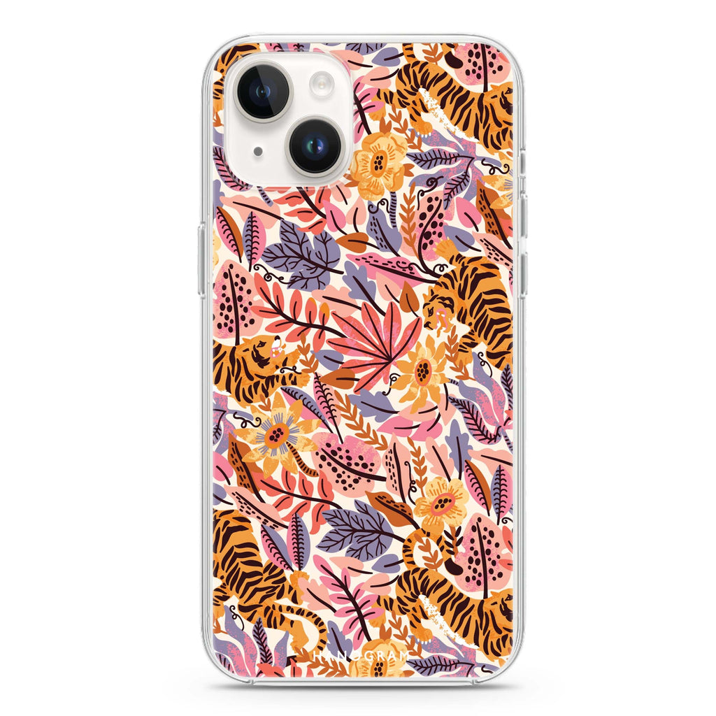 Tiger & Floral iPhone 14 Plus Ultra Clear Case