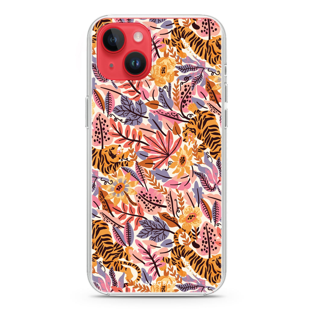 Tiger & Floral iPhone 13 MagSafe Compatible Ultra Clear Case