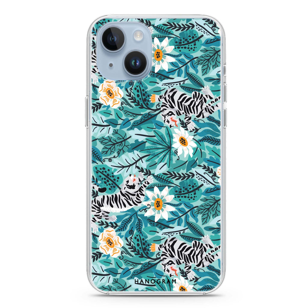 Tiger & Floral iPhone 14 Plus Ultra Clear Case