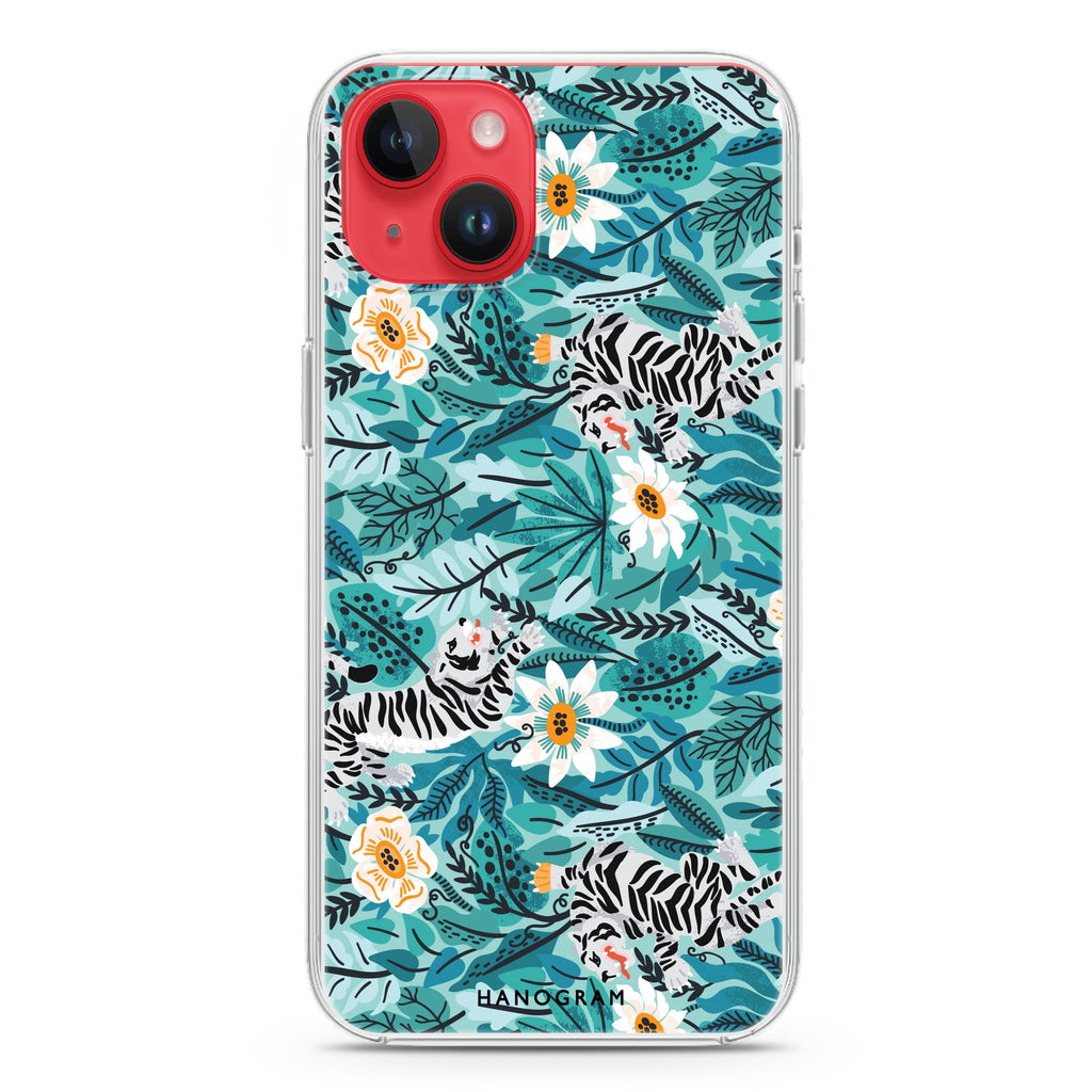 Tiger & Floral iPhone 13 MagSafe Compatible Ultra Clear Case