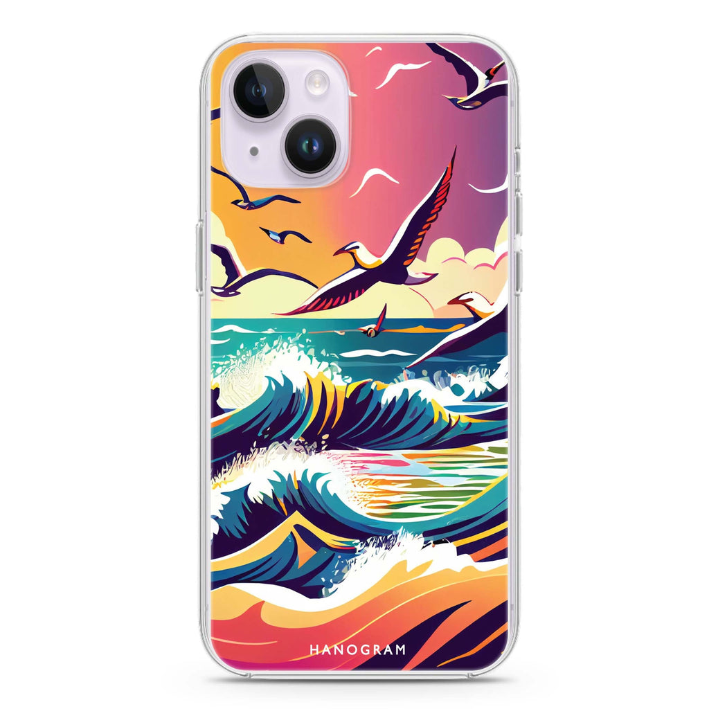 Waves & seagulls iPhone 14 Plus Ultra Clear Case