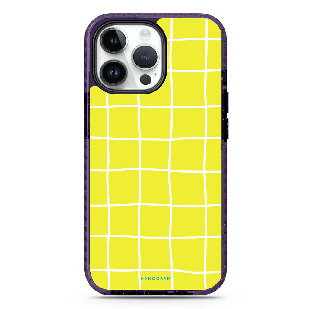 Yellow Checked Pattern iPhone 14 Pro Max MagSafe Compatible Durashock Case