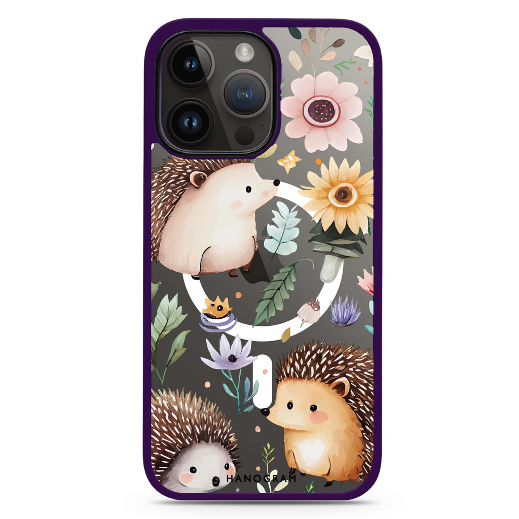 Hedgehog & Floral MagSafe Compatible Impact Guard Bumper Case