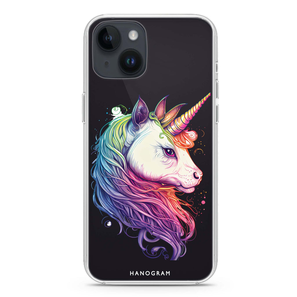 A unicorn iPhone 14 Plus Ultra Clear Case