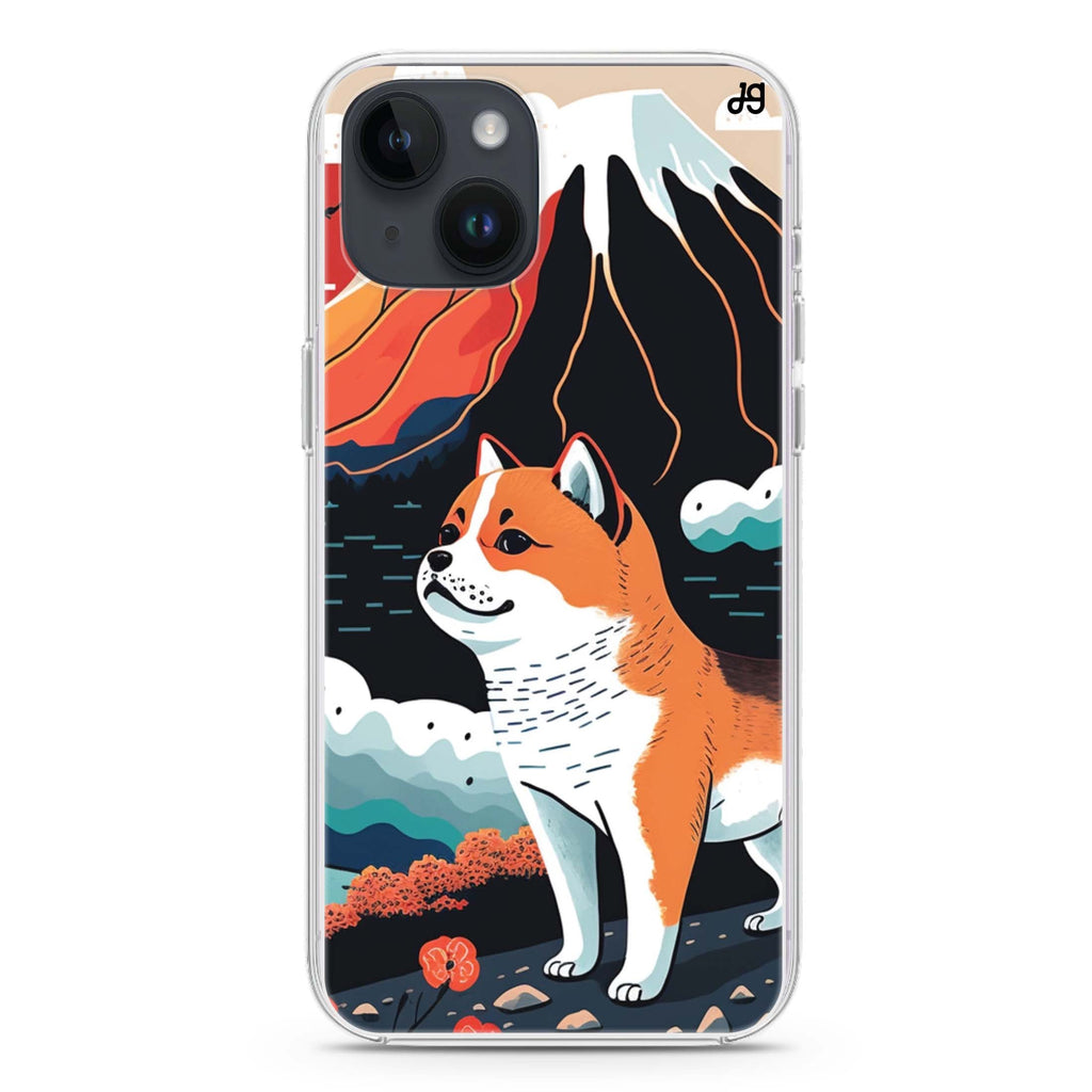 Shiba Inu with Fuji Mountain iPhone 14 Plus Ultra Clear Case