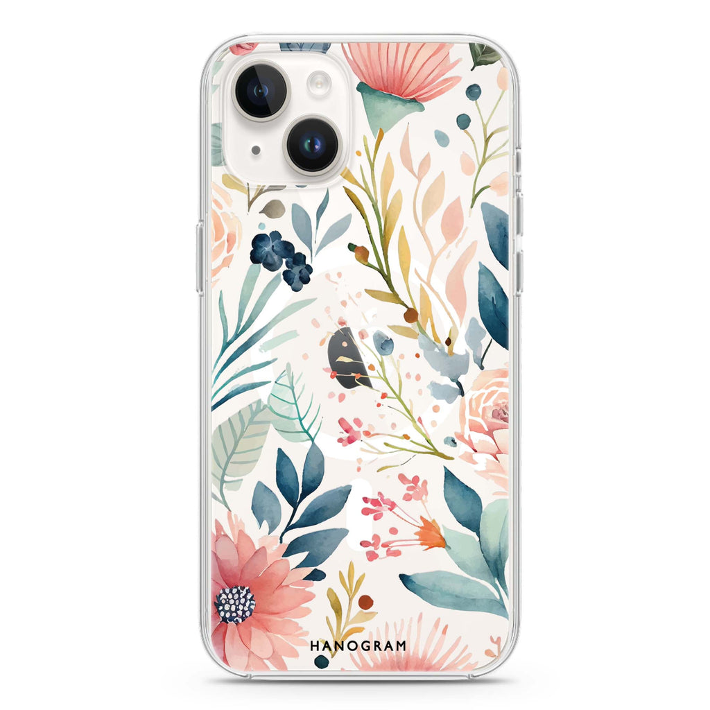 Floral Pattern iPhone 13 MagSafe Compatible Ultra Clear Case