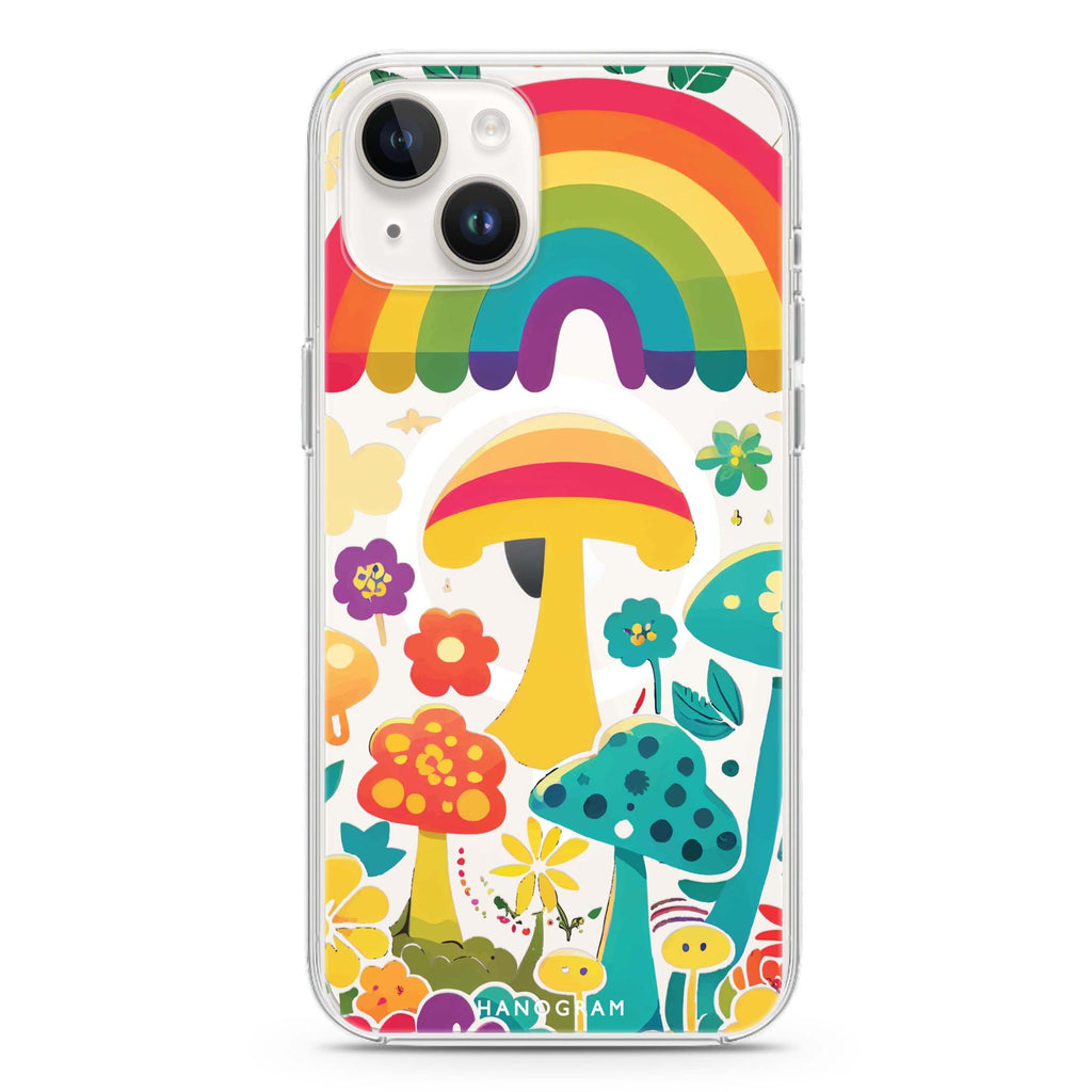 Rainbow Mushroom Garden iPhone 13 MagSafe Compatible Ultra Clear Case