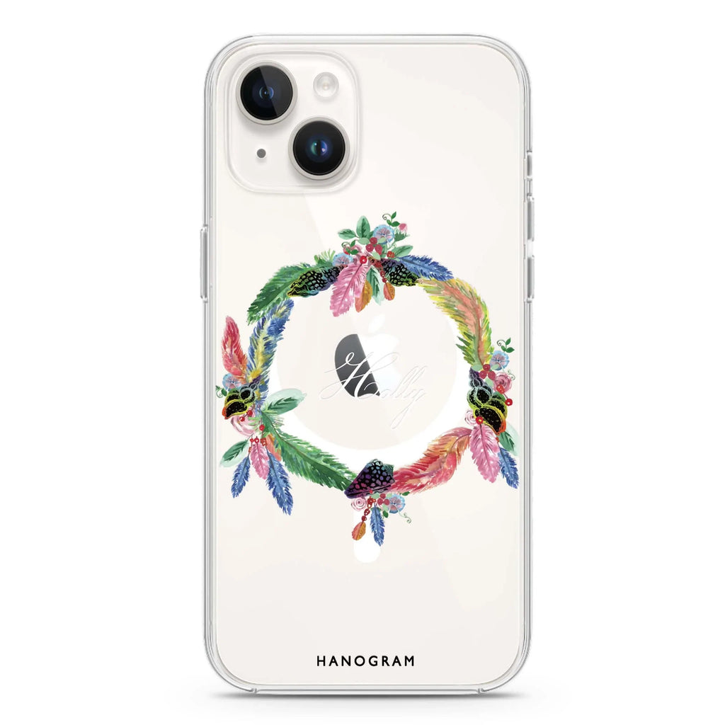 Watercolour Feather iPhone 13 MagSafe Compatible Ultra Clear Case