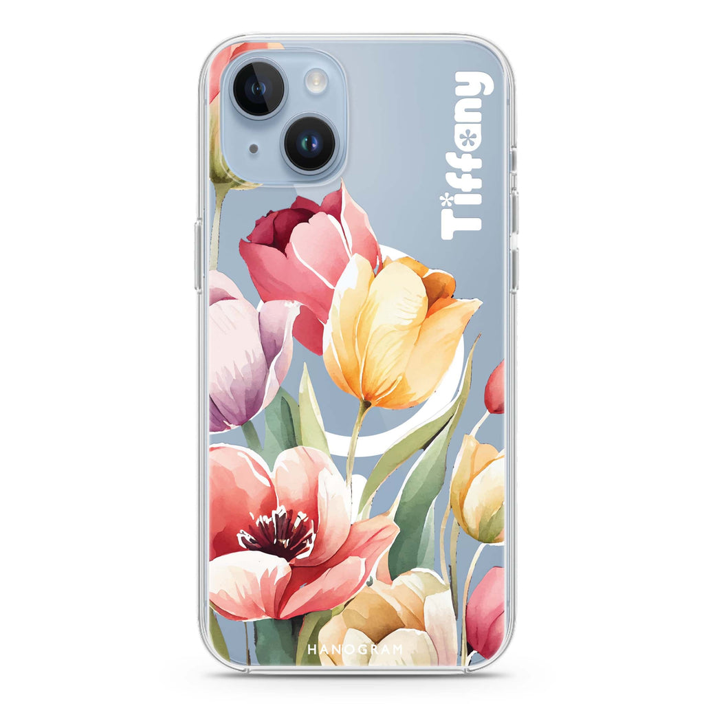 Watercolor tulip iPhone 13 MagSafe Compatible Ultra Clear Case