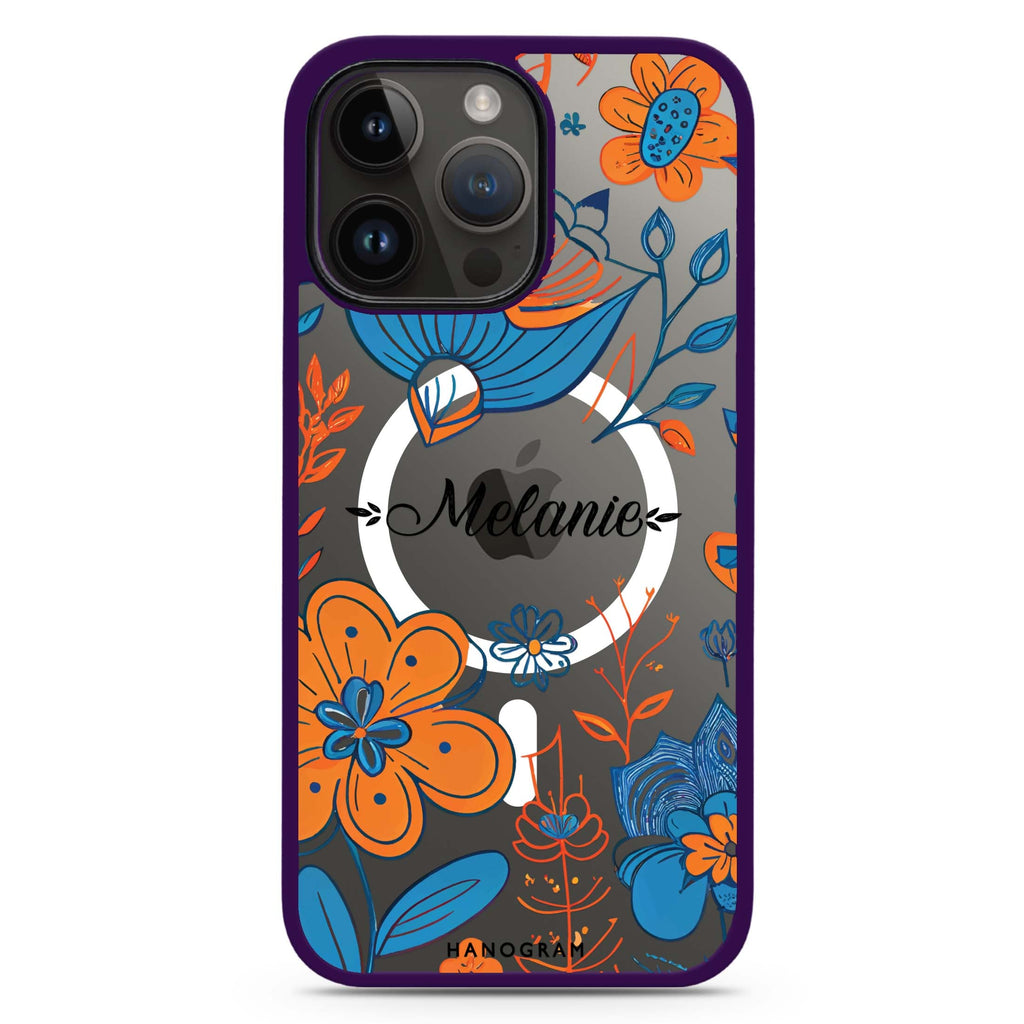 Floral Pattern iPhone 14 Pro MagSafe Compatible Impact Guard Bumper Case