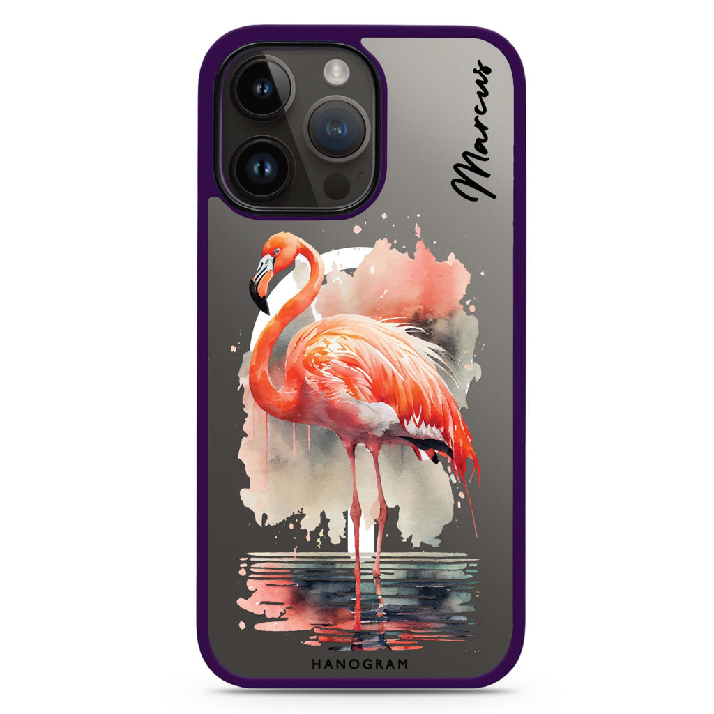 Flamingo in water iPhone 14 Pro MagSafe Compatible Impact Guard Bumper Case