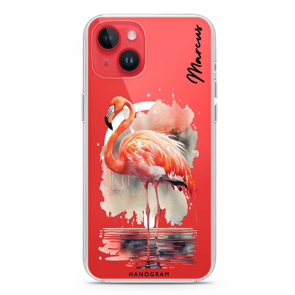 Flamingo in water iPhone 13 MagSafe Compatible Ultra Clear Case