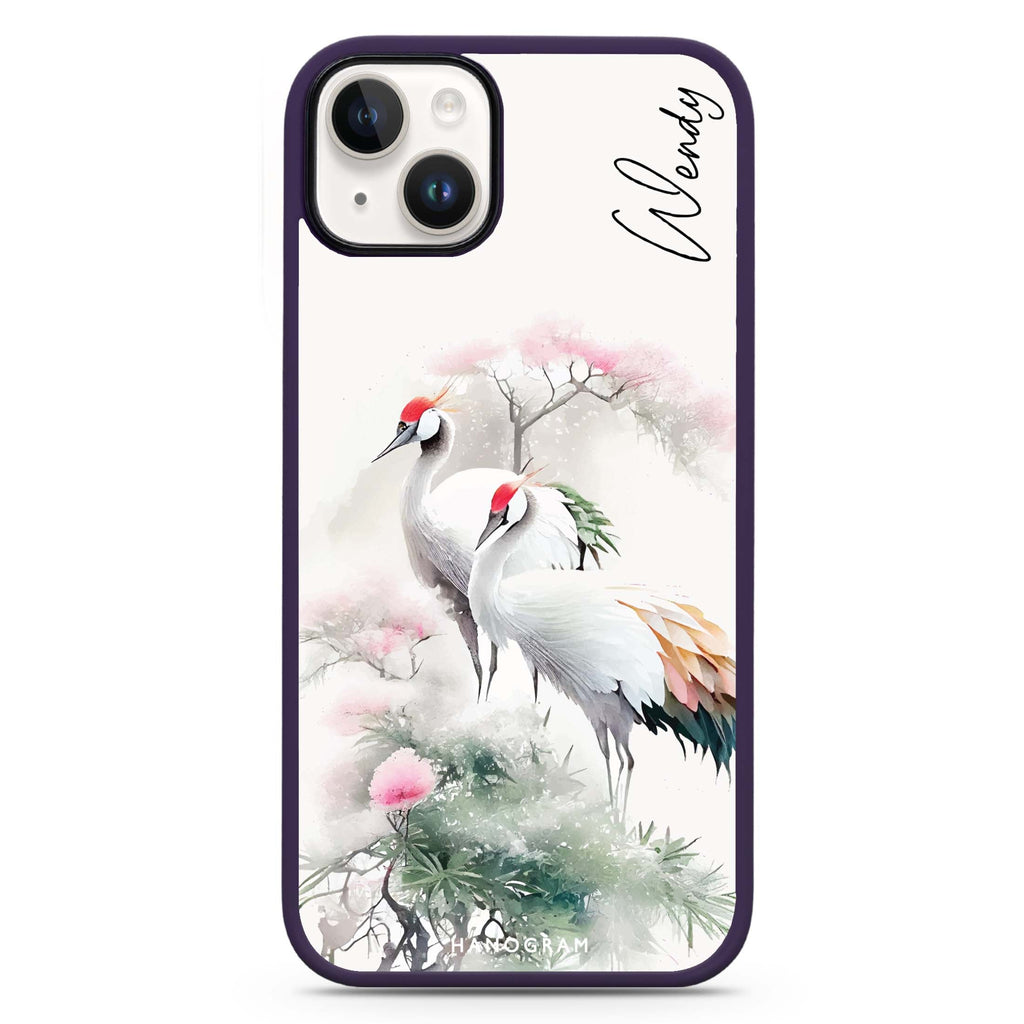 Pines & cranes iPhone 14 Plus MagSafe Compatible Impact Guard Bumper Case