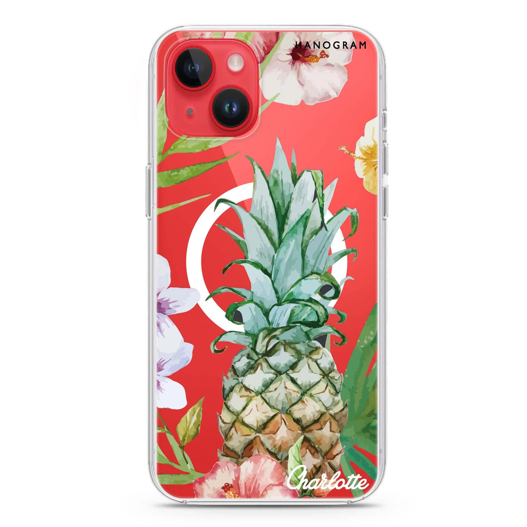 Pineapple & Floral iPhone 13 MagSafe Compatible Ultra Clear Case